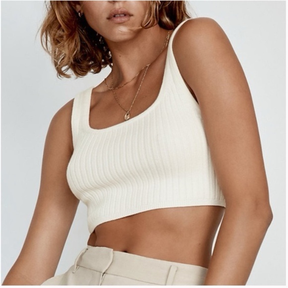 WILFRED FREE KNITTED MERINO WOOL CROPPED TANK
